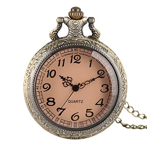 Preisvergleich Produktbild DIANN TaschenuhrDunkelbraun transparentem Glas Quarz taschenuhr Halskette Bronze Mode Frauen Uhren Damen mädchen