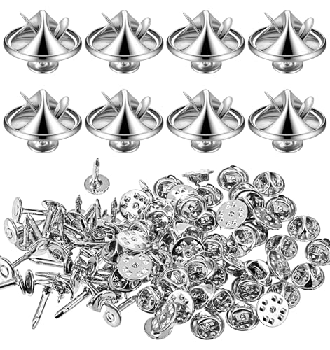 50 Pairs Badge Pins Backs Secure Silver-Tone Butterfly Clutch Metal Pin Backs for Enamel Pins Badges & Brooches - Badge Backs Replacement