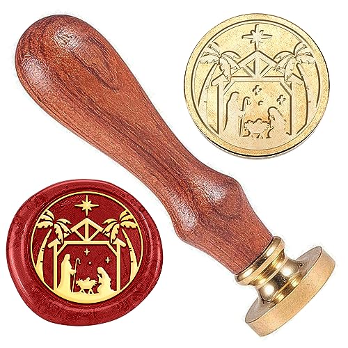 DELORIGIN Easter Wax Seal Stamp - Jesus Vintage 1 Removable Brass Head With Wood Handle for Christmas Envelopes Invitations Wine Packages Greeting Cards Wedding Party