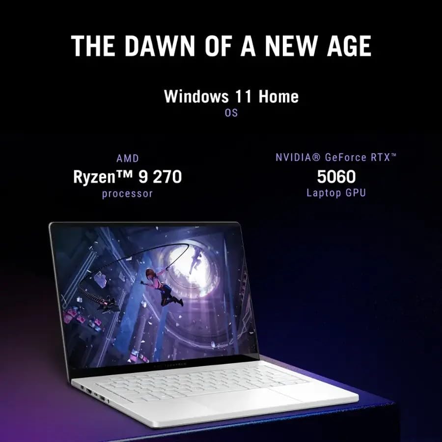 Image of ASUS MUX ROG Zephyrus G14 14 inch OLED 3K 120Hz Gaming Laptop - AMD Ryzen 9 270 - - GeForce RTX 5060-Window 11 Home-W /HDMI Cable (Window 11 Home, 16GB RAM | 1TB PCIe SSD)