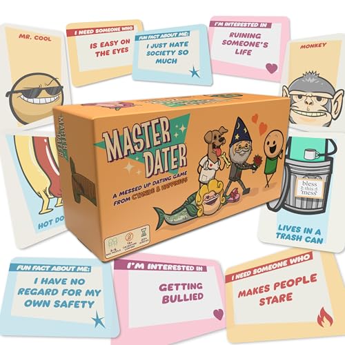 Master Dater de Cyanide & Happiness - un Juego de Fiesta de Citas Mezclado para 3-8 Jugadores, Juego de Cartas para Fiestas