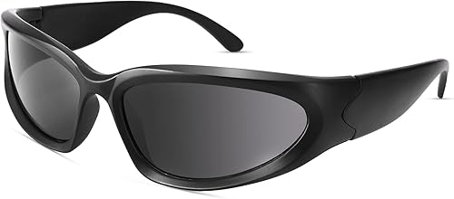 Miniatura 2 de COASION Gafas de sol envolventes de moda, ovaladas, oscuras, vintage, para hombres y mujeres, para deportes al aire libre, lentes UV400