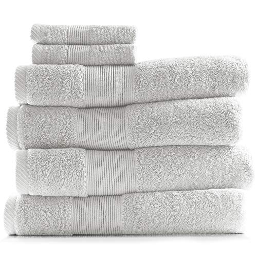 Image of Hearth & Harbor Bath Towels for Bathroom - 100% Ring Spun Cotton Luxury Bathroom Towels - Ultra Soft & Highly Absorbent, Bath Towels Set of 6 - White