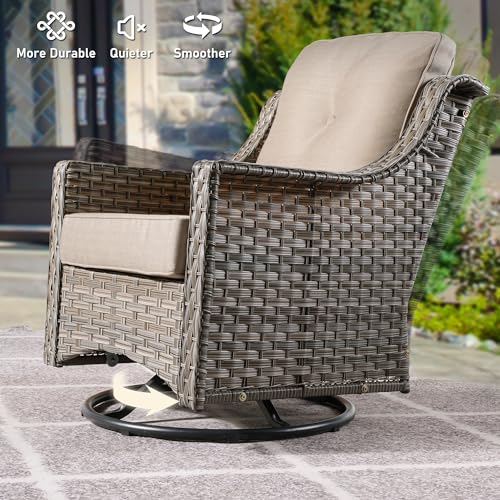 Patio-FurnitureAll-Weather-Wicker-5-PCS-Outdoor-Sofa-with-High-Back-Swivel-Rocker-ChairsConversation-Set-with-Solar-Powered-Coffee-TableGrey-Rattan-Beige-Cushion Patio FurnitureAll Weather Wicker 5 PCS Outdoor Sofa with High Back Swivel Rocker ChairsConversation Set with Solar Powered Coffee TableGrey Rattan Beige Cushion
