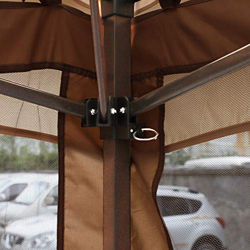 LONABR 10.5X10.5 Gazebo with Mosquito Netting Outdoor Pop up Canopy Tent for Patio,Garden,Backyard Sun Shelter (Brown)