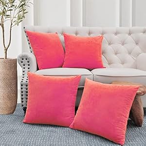 Home Soft Things Supersoft Decorative Solid Color Throw Pillow Covers Set of 4, 20×20 Inch, Peach eco, Plush Modern Square Couch Bed Cushion Cover Home Décor
