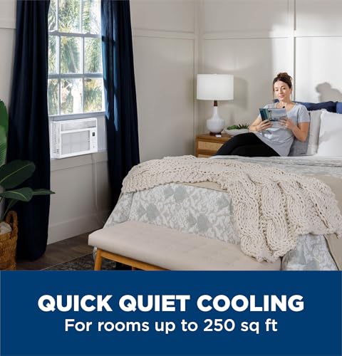 Image of GE 6,000 BTU Electronic Window Air Conditioner, Cools Rooms up to 250 sq ft, Digital Controls with Remote, Energy Saver Mode, 24Hr Timer, Easy Install Kit Included, White