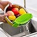 Silicone Clip-on Strainer Colander, DanziX Hands-Free Heat Resistant Drainer Filter for Pot Bowl Pan Pasta Spaghetti Vegetable, with 2 Silicone Gloves- Green