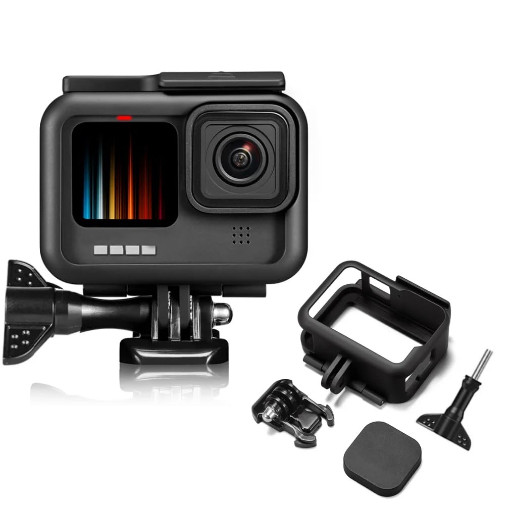 Go-Pro Hero Shockproof Body Frame Housing Protective Case with Lens Cap Compatible with Hero 9 | 10 | 11 | 12 Action Camera Protective Vlog Cage, Action Camera Accessories (Cover with Lens Cap)-image-39