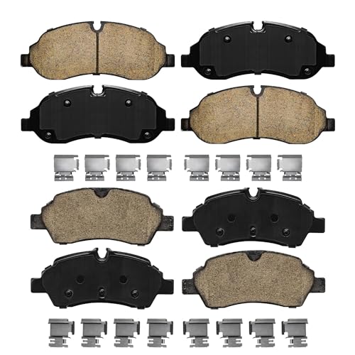 Image of Detroit Axle - 4pc Brake Pads for Ford Transit-150 250 350 HD, 4 Front and Rear Ceramic Brake Pads w /Hardware Replacement