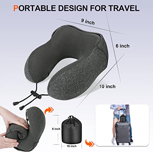 Cirorld Neck Pillow For Travel, Memory Foam Travel Pillow With Hood, Adult Airplane Pillow For Head Rest Neck Support, Portable Pillow For Office Cars Trains Long Flights Sleeping (Deep Grey) #TOP4