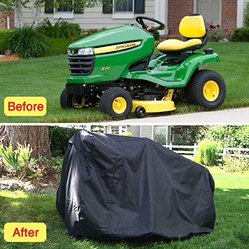 Lawn Mower Cover Waterproof, 600D Heavy Duty UV Resistant Breathable Oxford Fabric Riding Mower Cover, Universal Size Tractor Cover Fits Decks up to 54