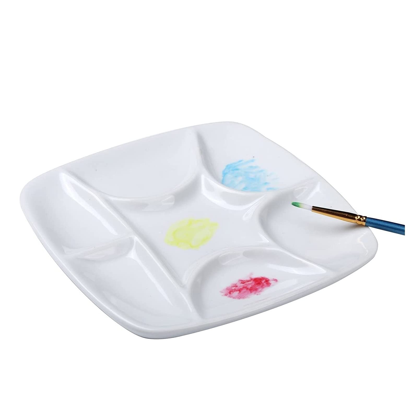 Kwadratowa biała ceramiczna paleta farb artystycznych, odpowiednia do akwareli i gwaszu Akrylowy obraz olejny, 5-4/5 cali