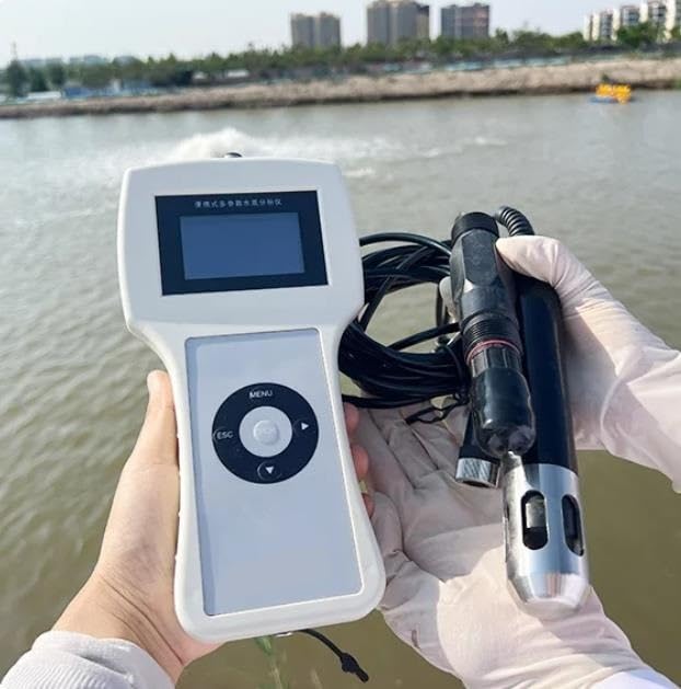 Analizzatore Portatile multiparametrico della qualità dell'Acqua, Tester DO PH Salinità cod TSS 12 in 1 con sonda DO Ottica da 5 m e LCD da 2,8 Pollici