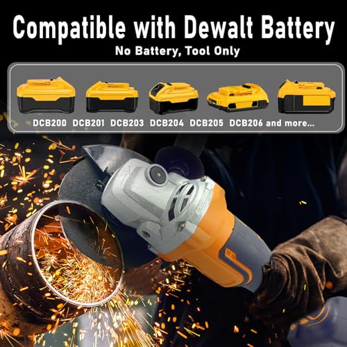 Cordless Angle Grinder Compatible With Dewalt Battery, 11000RPM Brushless Motor, Electric Grinder Power Tools with 3 variable Speed, 4-1/2" Blades for Cutting Griding Polishing (Battery Not Included) - Image 5