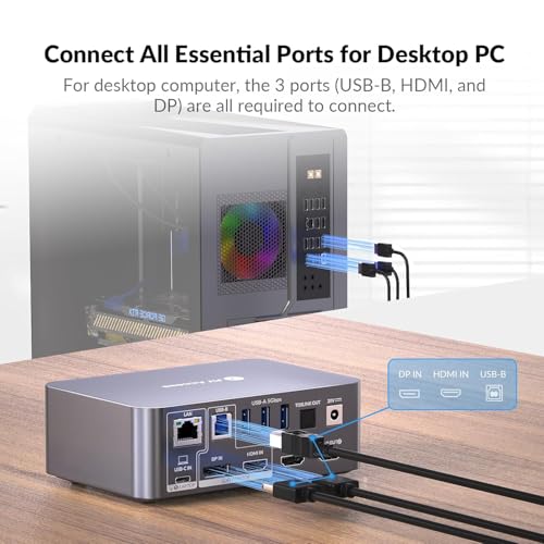 Image of AV Access Dual Monitor KVM Docking Station for Laptop & Desktop, GbE, EDID, 5xUSB-A, HDMI 4K@60Hz USB C KVM Switch 2 Monitors 2 Computers, 60W Laptop Charge, for Home Office Workstations (iDock C10)