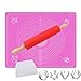 Produktbild FINGER TEN Silikonmatte Backen Groß 64x45cm silikon teigroller Set Backmatte, Für Fondant Macaron Pizza Teig Matte Baking Mat,Mit Teigschaber Nudelholz Dessertform