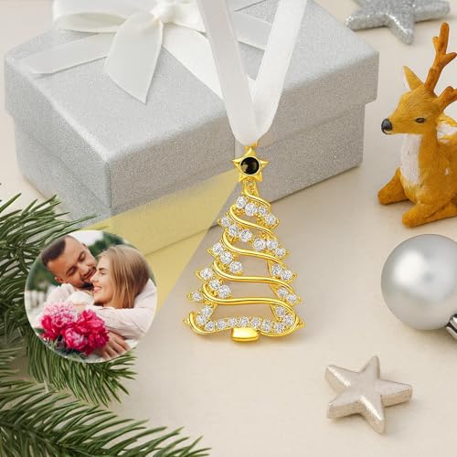 Custom Projection Photo Ornaments, Personalized Memorial Ornaments with Picture Inside, Christmas Hanging Decor for Family Xmas Party, Christmas Tree Projection Pendant 2025