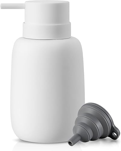 Miniatura 9 de Dispensador de jabón de manos de cerámica para baño, dispensador de jabón mate de 16 onzas para fregadero de cocina, dispensador de loción líquida