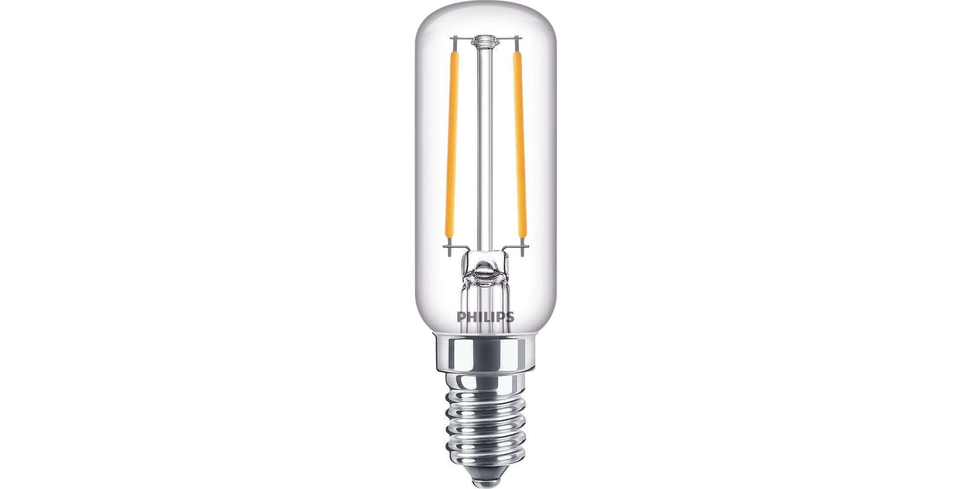 Philips LED Classic T25L Clear Candle Light Bulb [E14 Small Edison Screw] 2.1W - 25W Equivalent, Non-Dimmable.