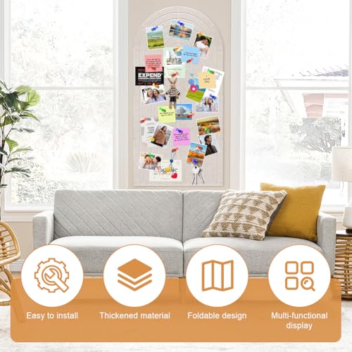 LOMUG Filz Pinnwand Groß Selbstklebend, Filzwand Dekorative Vision Board, Wandpaneele Bogenform für Fotowand Kinderzimmer Zuhause Schulen(Beige-120 x 60cm)