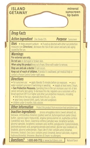 Image of Burts Bees SPF 30 Lip Balm, Island Getaway, Coco Loco, Beaches & Cream, Tropic Like It's Hot, Water-Resistant Sun Care, Natural Origin Lip Treatment, 0.15 oz., Three Tubes