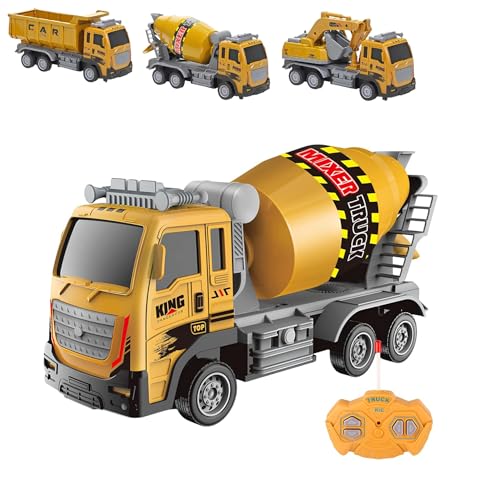 Camion Telecomandato Giocattolo con Luci Cantiere Betoniera Camion Ribaltabile Gru Ruspa Scala 1:16 Mezzi Lavoro Radiocomando Veicolo Costruzione RC Bambini Autoribaltabile Auto Carro,SOGGETTO CASUALE