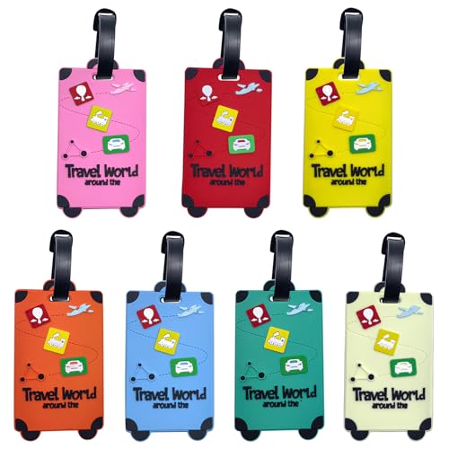 JSTHHTT 6 Piezas Etiquetas de Equipaje de Silicona, Etiqueta Maleta Viaje con Tarjeta, Etiquetas de Identificación, para Maletas de Viaje, Mochilas, Bolsos
