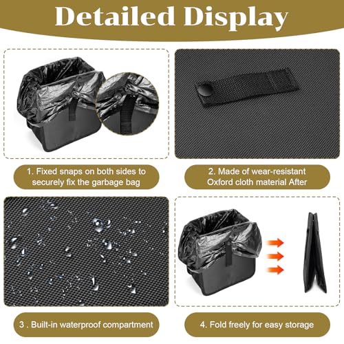 Image of LLOUSSAK Foldable Car Trash Can, Hanging Car Garbage Can - Waterproof Leakproof, Large Capacity Leakproof Trash Bag Garbage Can for Car Interior Accessories