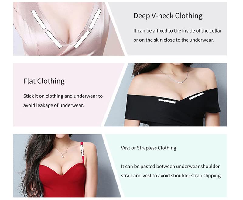 Miniatura 6 de Jedroc Paquete de 72 tiras de cinta de piel y cinta de ropa para mujer cinta de ropa para el cuerpo cinta de tela de doble cara para ropa cinta