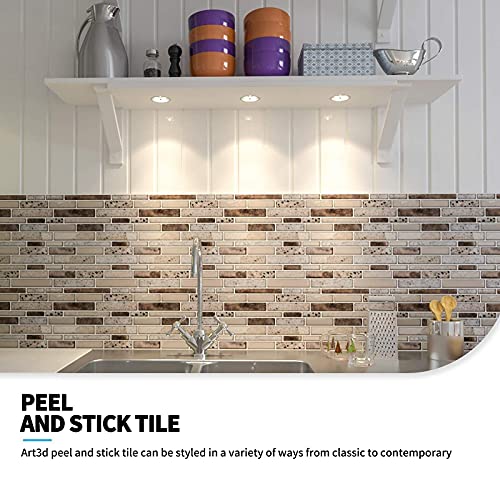 Art3D Peel And Stick Brick Kitchen Backsplash Self-Adhesive Wall Tile Stone Design, 10 Sheets (Brown) #TOP2