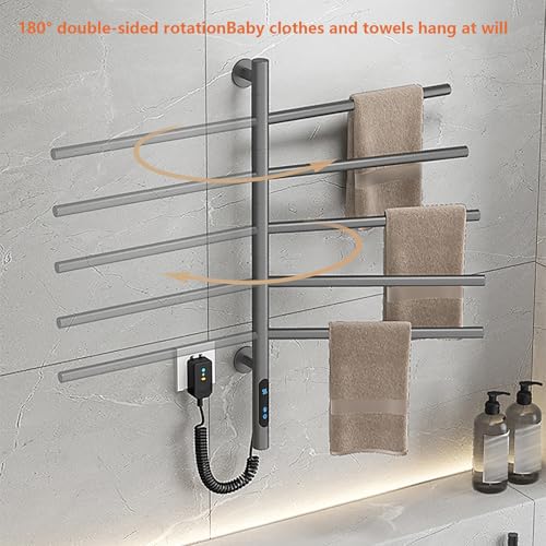 Sèche-serviettes électrique rotatif 180° programmable noir LED - 4