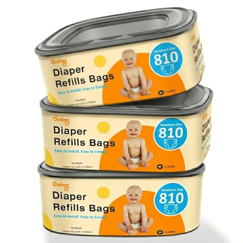 Image of Jumbo Square Refill Compatible with Diaper Genie Classic,Compact and Select Pails,Odor Control & Durable,Holds Up to 810 Newborn Diapers,Plant Scented Disposal Bag Refills with Continuous Film（3 pack）