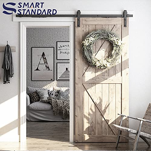 Image of 6.6ft Soft Close Heavy Duty Sturdy Sliding Barn Door Hardware Kit - Smoothly and Quietly - Simple and Easy to Install - Includes Step-By-Step Installation Instruction -Fit 36''-40 inch Door Panel(J Shape) | Smoothly and Quietly Sliding - Simple and Easy to Install-Includes Step-by-Step Installation Instruction, J Shape