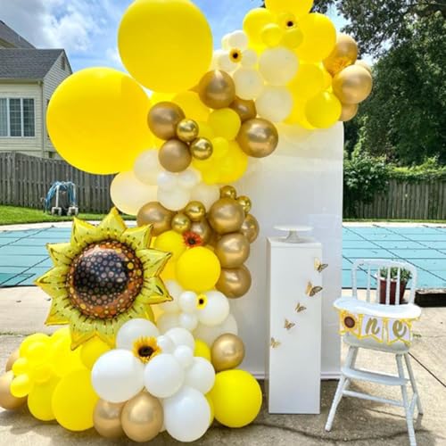 Image of Awenztech 120pcs 5 inch Yellow Latex Balloons | Baby Shower, Wedding, Birthday Party Decorations