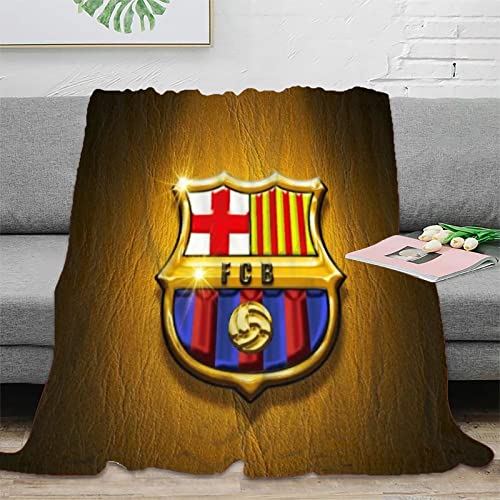 Voeecyttu Couverture floue imprimée en 3D du FC Barcelone Couvertures en Flanelle du Barça Couverture Polaire Saisons Super Douce et Confortable pour Chambre à Coucher et Camping