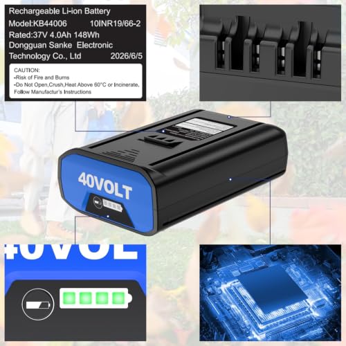 Image of BULL-TECH 37V-40V 4000Mah Battery Replacement for Kobalt 37V-40V 4.0ah Rechargeable Lithium Ion Cordless Power Equipment Battery,Compatible with All Kobalt 37-40V max Team Tools