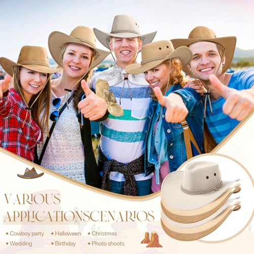 Image of Zhanmai 12 Pcs Cowboy Hat and Bandana Cowboy Cowgirl Hats Bulk Western Party Costume Halloween Accessory
