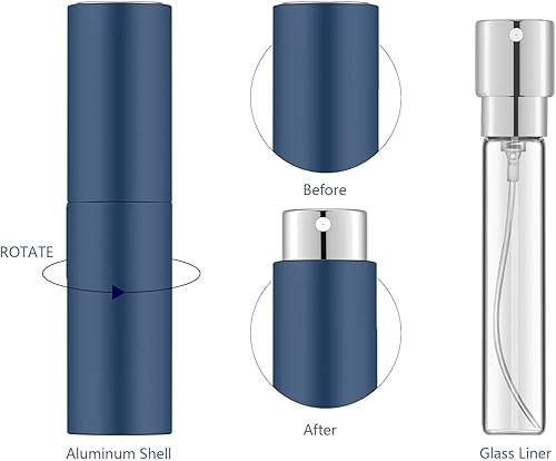 Miniatura 4 de Lil Ray Atomizador de perfume portátil de 0.3fl oz, mini botella de spray vacía recargable para bolsillo de viaje, pulverizador líquido de colonia,