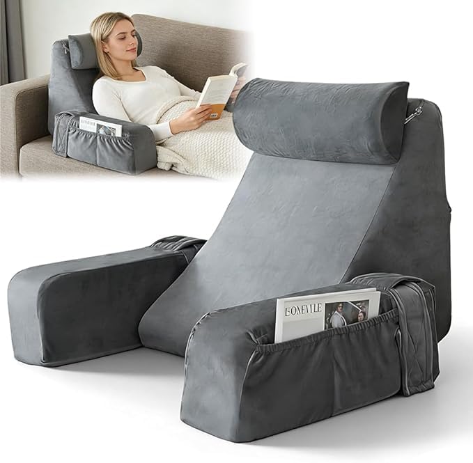 Opiniones y reviews de Almohadas de lectura Top 10. 42 Respaldo Para Cama De Almohada De Lectura Para Cama,Cojín Respaldo para Cama con Reposabrazos y Bolsillos, Respaldo para Cama, Funda Lavable, descanso, jugar, relajarse o ver la...