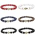 FUNRUN JEWELRY 6PCS 8mm Beaded Bracelets for Men Women Natural Stone Rosary Bracelet Mala Elastic
