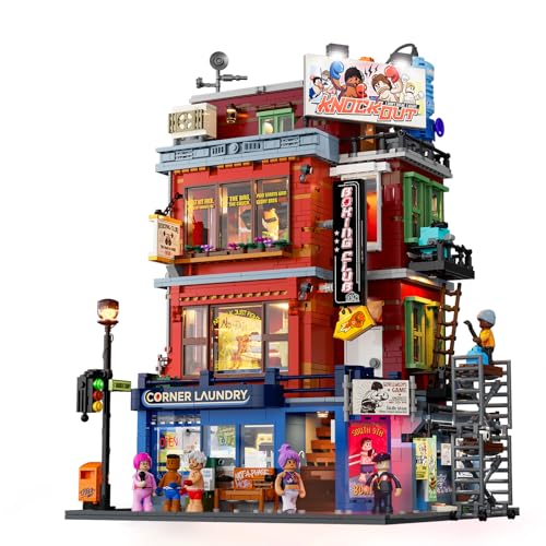 Lumibricks Straßenfusion Boxclub Blocs de construction avec lumière, City Modular Building, 3036 pièces, avec salle de sport et ring de boxe avec effets...
