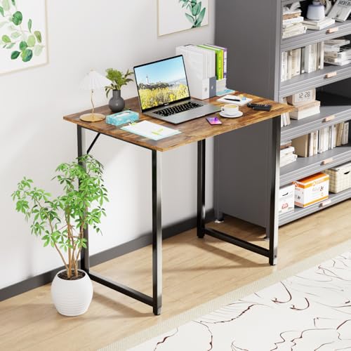 Image of PayLessHere | 32 Inch Computer Desk | Brown | Office Desk with Metal Frame, Adjustable Feet | Water-Resistant, Scratchproof Surface | Sturdy Writing Table for Home Office or Study | Pack of 2
