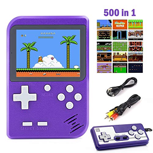 JAMSWALL Handheld Game Console, 500 Classical FC Games Mini Retro Game Console Support for Dual Players and TV Connection 2.8-Inch Color Screen Present Gift for Kids Adult