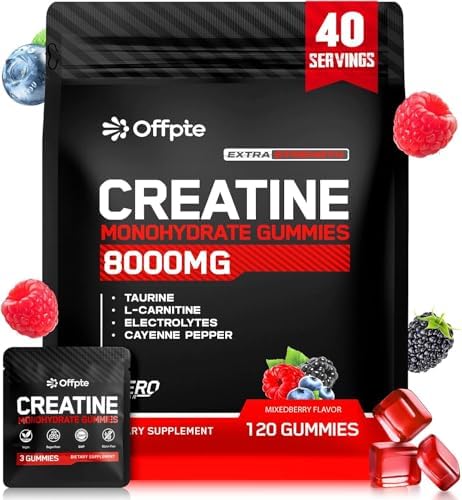 Creatine Monohydrate Gummies for Men & Women, Sugar-Free Vegan Ch...