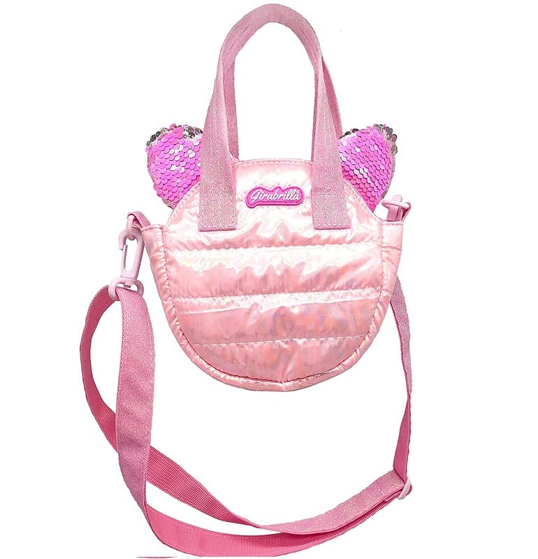Bolso de lentejuelas Girabrilla 19033 rosa con diseño acolchado estilo puffer chic
