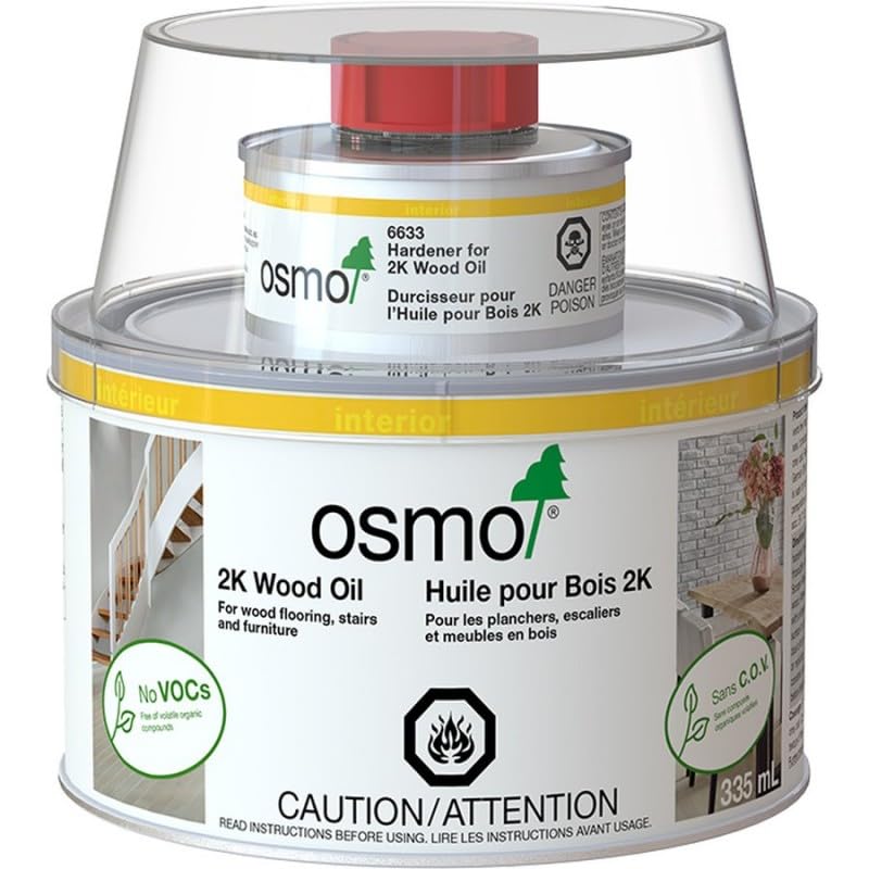 Aceite para madera 2K de Osmo Bi-componente (aceite + endurecedor) – 0,375 L (blanco 6111)
