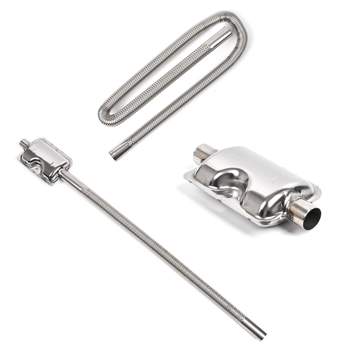Tubo Scarico per Generatore, 300CM Tubo Scarico Marmitta Set Riscaldatore Ausiliario Silenziatore Scarico Auto Tubo Acciaio Inossidabile con Due Morsetti Acciaio Inossidabile Riscaldatore Diesel