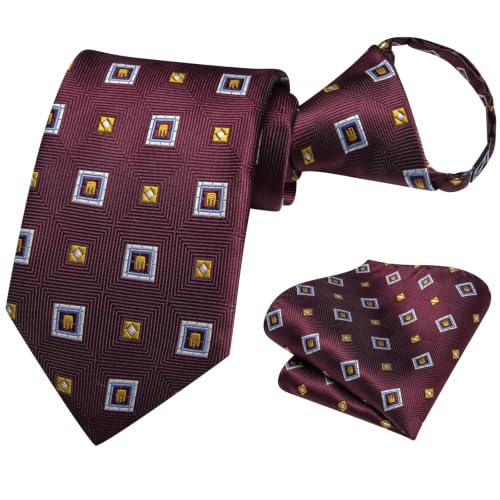 Image of Hi-Tie Boys Tie Pre-Tied Pocket Square Set Adjustable Kids Neckties Age 7-11 Years School UniForm Graduation