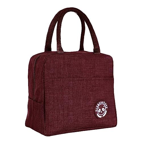 Thick Thermal Insulated Lunch/Tote Bag, Lunch Box Container, for Office Work Hiking Outdoor Picnic Hot-Cold Temperature, Durable & Easy to Clean, Sturdy Handle & Pocket, Maroon Color,Pack of 1-image-37